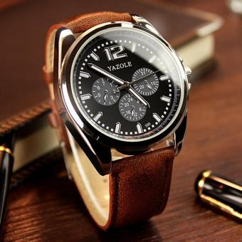 Yazole 2017 Fashion Wrist Watch Men Watches Top Brand Luxury Famous Wristwatch Male Clock Quartz Watch Business Quartz-watch YZL335H-Brown - intl  