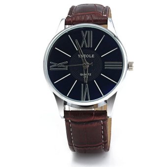 Yazole 315 Quartz Watch with Leather Band for Men(Color:Brown)  