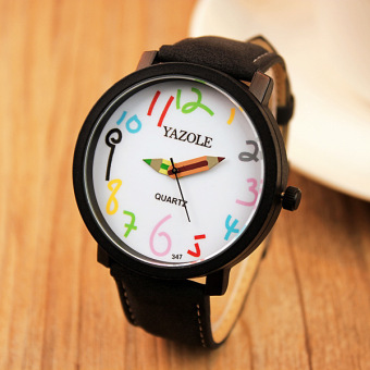 YAZOLE Brand Watch Men Women Watches Quartz Wristwatches Female Male Quartz-watch YZL347-Black - intl  