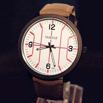 YAZOLE Famous Brand Lovers Watch 2017 Men Watches Women Clock Boy Wristwatch Fashion Quartz Watch Wrist for Girl Gift YZL323-Brown - intl  