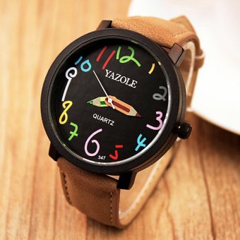 YAZOLE merek jam tangan wanita jam tangan pria jam kuarsa laki-laki kuarsa dunia yzl347h - coklat - ???? ??????  