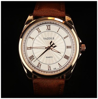 YAZOLE Roman scale business watch men's quartz watch 336 white plate brown belt - intl  