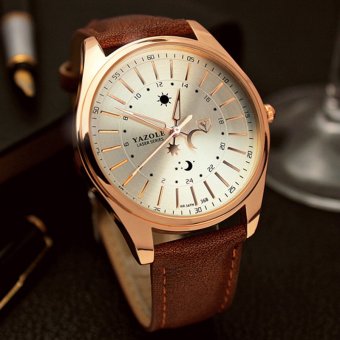 YAZOLE Top Luxury Brand Watch Men Watches Business Male Quartz Wristwatches Waterproof Quartz-watch YZL368-Brown - intl  