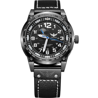YELANG V1015 white number tritium gas T100 blue luminous 4 hands men leather strap automatic mechanical business watch - intl  