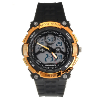 Yika Analog LED Digital Sports 30M Waterproof Rubber Watch (Gold)  