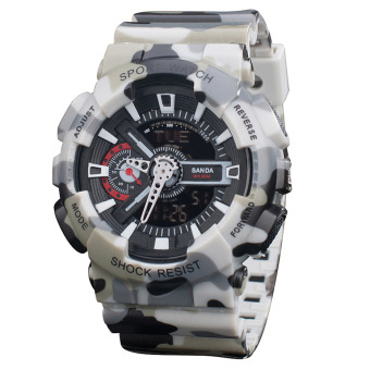 Yika LED Digital Sport Rubber Waterproof Quartz Wrist Watch (Gray)  