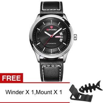 Yika Men Quartz Sport Leather Waterproof Watch (Black) [Buy 1 Get Freebie]  
