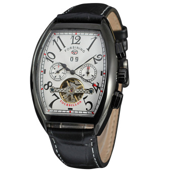 Yika Men's Automatic Mechanical Self-Winding Date Leather Wrist Watch (White+Black)  