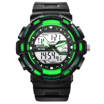 Yika Men's Waterproof Digital Stopwatch Date Rubber Sport Wrist Watch (Green)  
