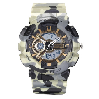 Yika Quartz Sport Army Military Digital Watch (Beige+Gold)  