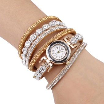 Yika Rhinestone Crystal Fashion Vintage Women Dial Analog Quartz Bracelet Wrist Watch - intl  