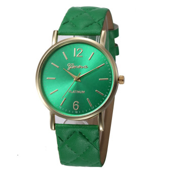 Yika Unisex Casual Geneva Rhinestone Quartz Watch (Green)  