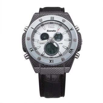 Yika Unisex Leather Analog Stainless Steel Quartz Wrist Watch (Silver+White)  