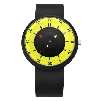 Yika Unisex Leather Strap Quartz Analog Wrist Watch (Yellow)  