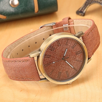 Yika Unisex Vintage Analog Round Quartz Wrist Watch (Brown)  