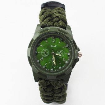 Yika Watch Bracelet Survival Paracord 6IN2 Survival Tool Compass Thermometer Whistle - intl  