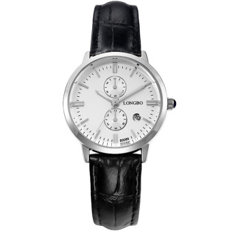 Yika Women Leather Double Dial Business Quartz Wrist Watch (White)  