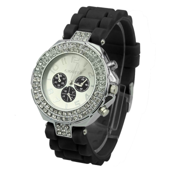 Yika Women's Silicone Strap Watch (Black)  