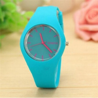 YingWei Geneva Fashion Leisure Ultra-thin Silicone Watch Candy Colors Quartz Wrist Watch(Light blue) - intl  