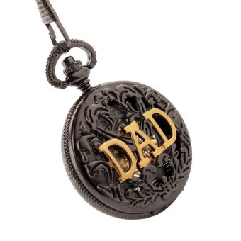 YJJZB Antique DAD FOB Pocket Watch Necklace hollow mechanical man father's Day gift P289 ECS002254 (Black) - intl  