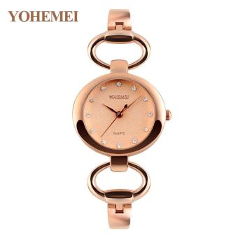 YOHEMEI 0166 Elegant Women Fashion Diamond Bracelet Watch Steel Strap Waterproof Watch Quartz Watch - Gold - intl  