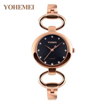 YOHEMEI 0166 Women Fashion Bracelet Quartz Watch Ladies Casual Diamond Bracelet Watch - Black - intl  