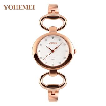 YOHEMEI 0166 Women Fashion Bracelet Quartz Watch Ladies Casual Diamond Bracelet Watch - White - intl  