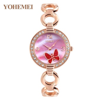 YOHEMEI 0169 Brand Luxury Bracelet Watch For Women Butterfly Dial Ladies WristWatches Woman Quartz Watch - Pink - intl  