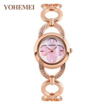 YOHEMEI 0170 Women Bracelet Watch Alloy Strap Casual Ladies Dress Woman Clock Waterproof Quartz Watch - Pink - intl  