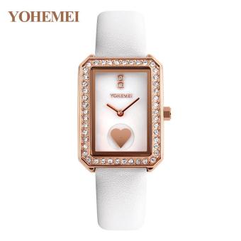 YOHEMEI 0171 Simple Trend Lady Waterproof Fashion Quartz Watch Genuine Leather Strap White - intl  