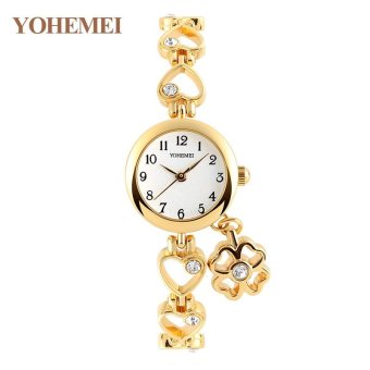 YOHEMEI 0177 Fashion Quartz Watches for Women Women's Rhinestone Wristwatch Ladies Simple Classic Rhinestone Bracelet- White - intl  