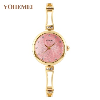 YOHEMEI 0185 Women's Alloy Strap Gold Watch Ladies Quartz Watch Fashion Bracelet Quartz Watch - Pink - intl  