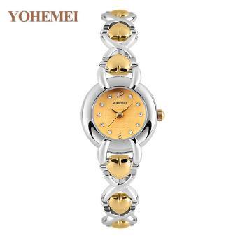 YOHEMEI 0190 Women Fashion Quartz Bracelet Watch Round Dial Watch Ladies Casual Bracelet Wristwatch - Gold - intl  