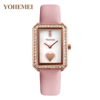 YOHEMEI Bracelet Style Fashion Ladies Watch Bracelet Quartz Women Watch Leather Strap 0171 - Pink - intl  