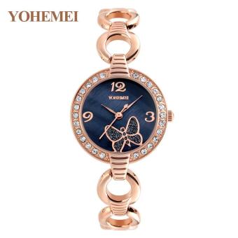 YOHEMEI Brand Luxury Bracelet Watch For Women Butterfly Dial Ladies WristWatches Woman Quartz Watch - Black - intl  