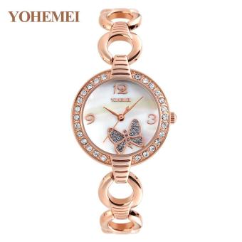 YOHEMEI Brand Luxury Bracelet Watch For Women Butterfly Dial Ladies WristWatches Woman Quartz Watch - White - intl  
