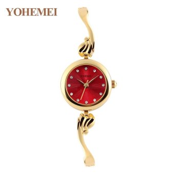 YOHEMEI Brand Women Fashion Luxury Quartz Watches Ladies Alloy Strap Casual Clock Watch - Red - intl  