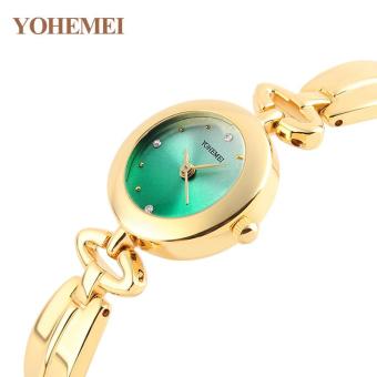 YOHEMEI Casual Ladies Watch Quartz Watch Top Luxury Brand Alloy Strap Ultra-thin Ms. Multi-color Dial Gold Table 0181 - Green - intl  