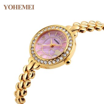 YOHEMEI Fashion Women's Watches Rhinestones Metal Bracelet Strap Watch Waterproof Quartz Watch 0183 - Red - intl  