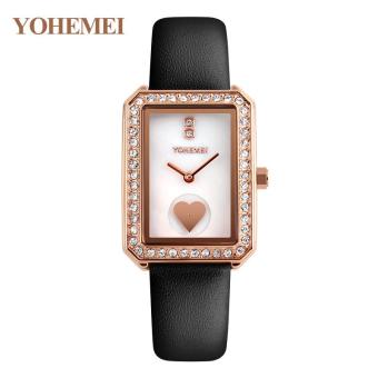 YOHEMEI New Brand Luxury Watch Women Leather Strap Fashion Ladies Bracelet Quartz Watch - Black - intl  