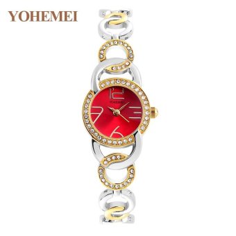 YOHEMEI New Fashion Ladies Watch Watches Luxury Top Brand Elegant Wristwatches for Women Rhinestone Quartz Watch 0192 - Red - intl  