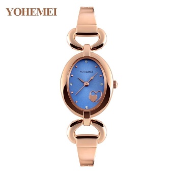 YOHEMEI Watches for Womens Quartz Watch Oval Dial Bracelet Casual Gold Ladies Watch Clock - Blue - intl  
