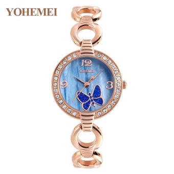 YOHEMEI Women Bracelet Style Watch Butterfly Dial Ladies WristWatches Woman Quartz Watch 0169 - Blue - intl  