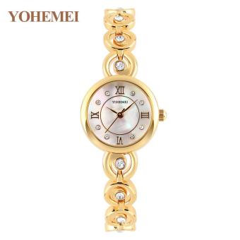 YOHEMEI Women 's Fashion Brand Alloy Strap Watches Girls Ladies Diamond Watch Waterproof Quartz Watch - White - intl  