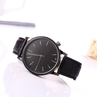 Yumite Bunch of Two Belt Couple Watch Spot Belt Watch Fashion Personality Couple Student Simple Couple Watch Black Strap Black Dial - intl  