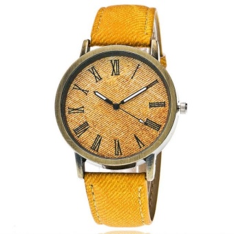 Yumite denim Romanian bronze watch simple and solid color watch male and female student table yellow band yellow dial - intl  