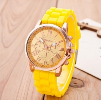 Yumite explosion in Geneva three-sided Roman numerals silicone watch GENEVA casual female models yellow watch yellow dial - intl  