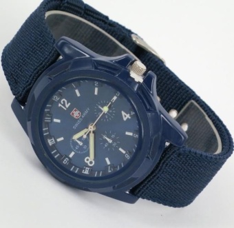 Yumite fashion nylon belt simple men's watch cloth band military watch outdoor luminous needle sports watch male watch blue watch blue dial - intl  