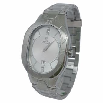 Zeca 550013 B Analog Tali Rantai Jam Tangan Wanita - Silver Hitam  