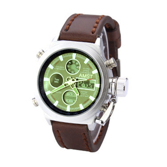 ZigZagZong New Mens LED Watches Quartz Analog Stainless Steel Military Sport Wrist Watch White-Green - intl  